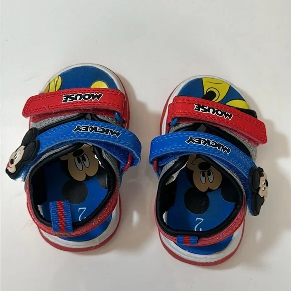 Disney Junior Mickey Mouse Sandals Kids Childrens Baby Size 2 Red Blue Summer - Picture 8 of 16